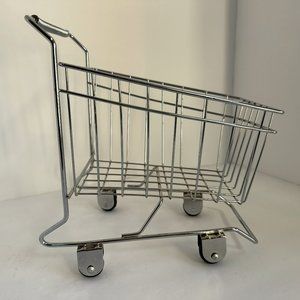 Mini Wire Metal Shopping Cart Rolling Wheels Kitchen Decor Display Planter Doll